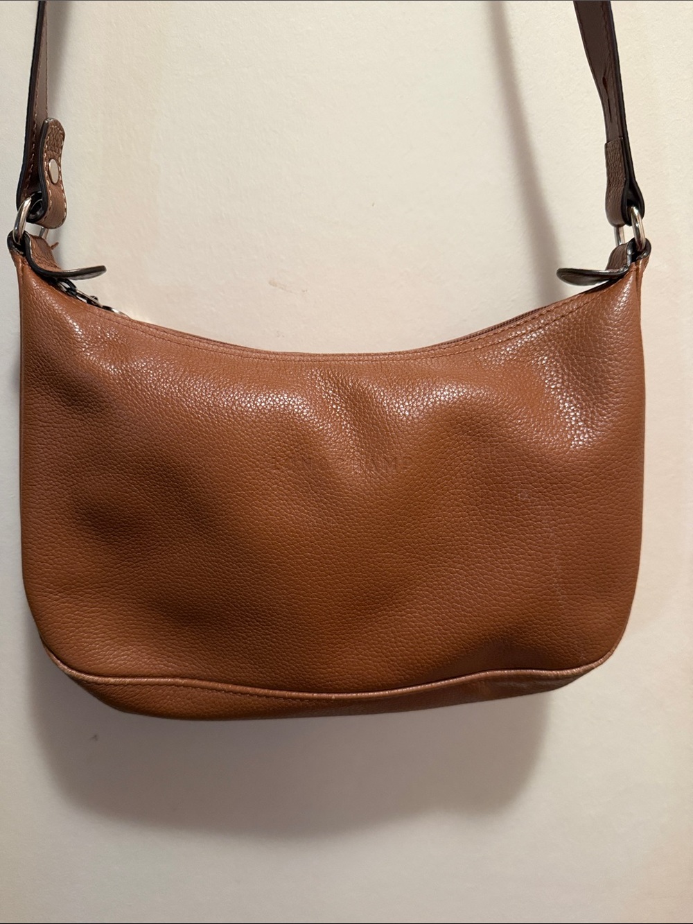Longchamp Brown Pebbled Leather Shoulder Hobo